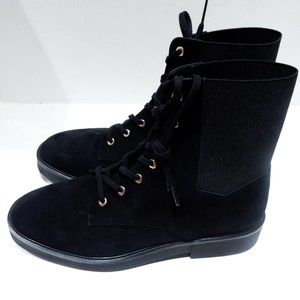 Stuart Weitzman Black Suede / Nylon Henley Chill Combat Boots in Size 11B (NEW)